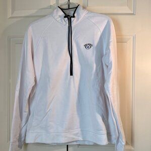 Sweatshirt, 3/4 zip, white with vintage Seattle "Space Needle", Large